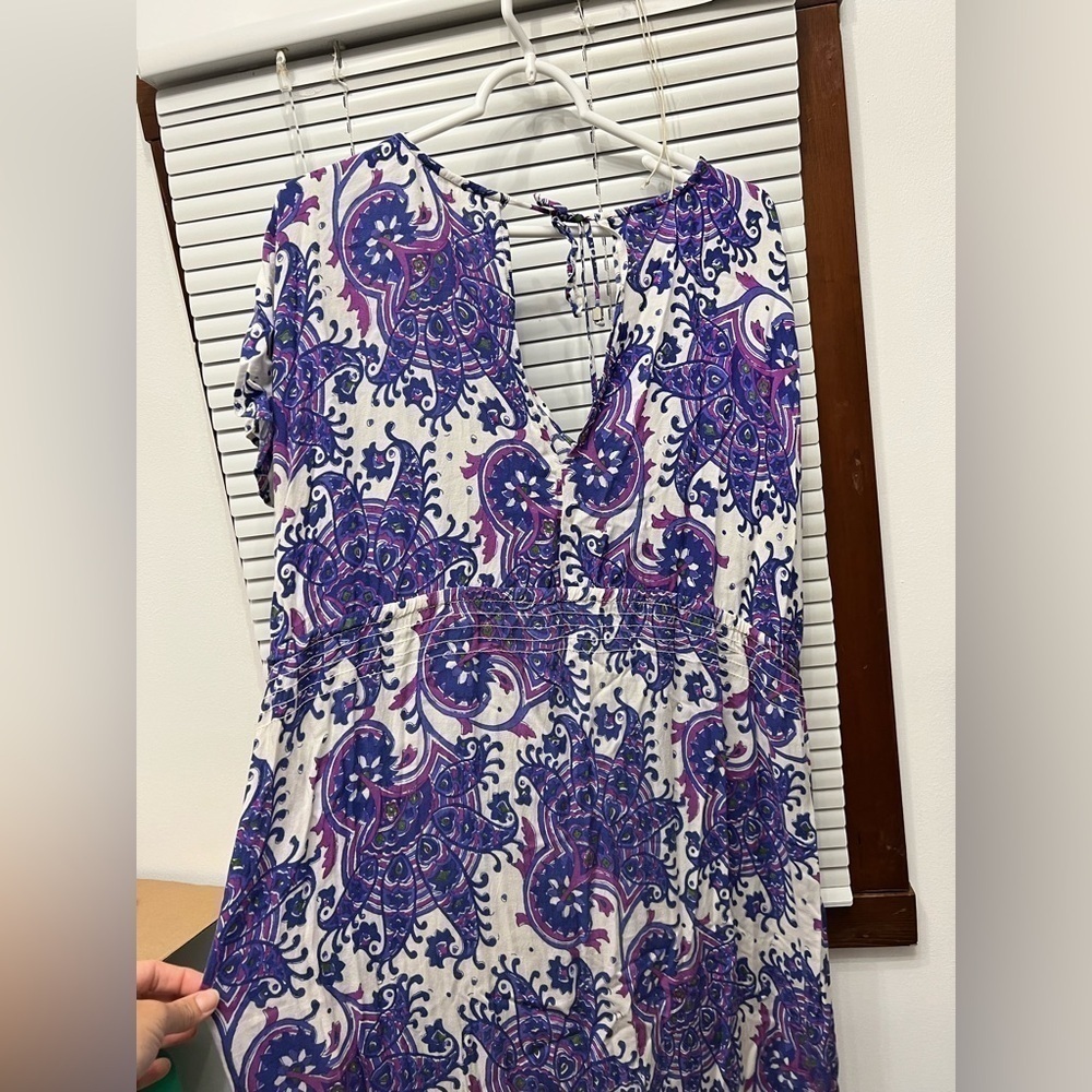 Michael Kors purple Blue Maxi Dress L Short Sleeve Stretch Career $234 NEW - Picture 5 of 7